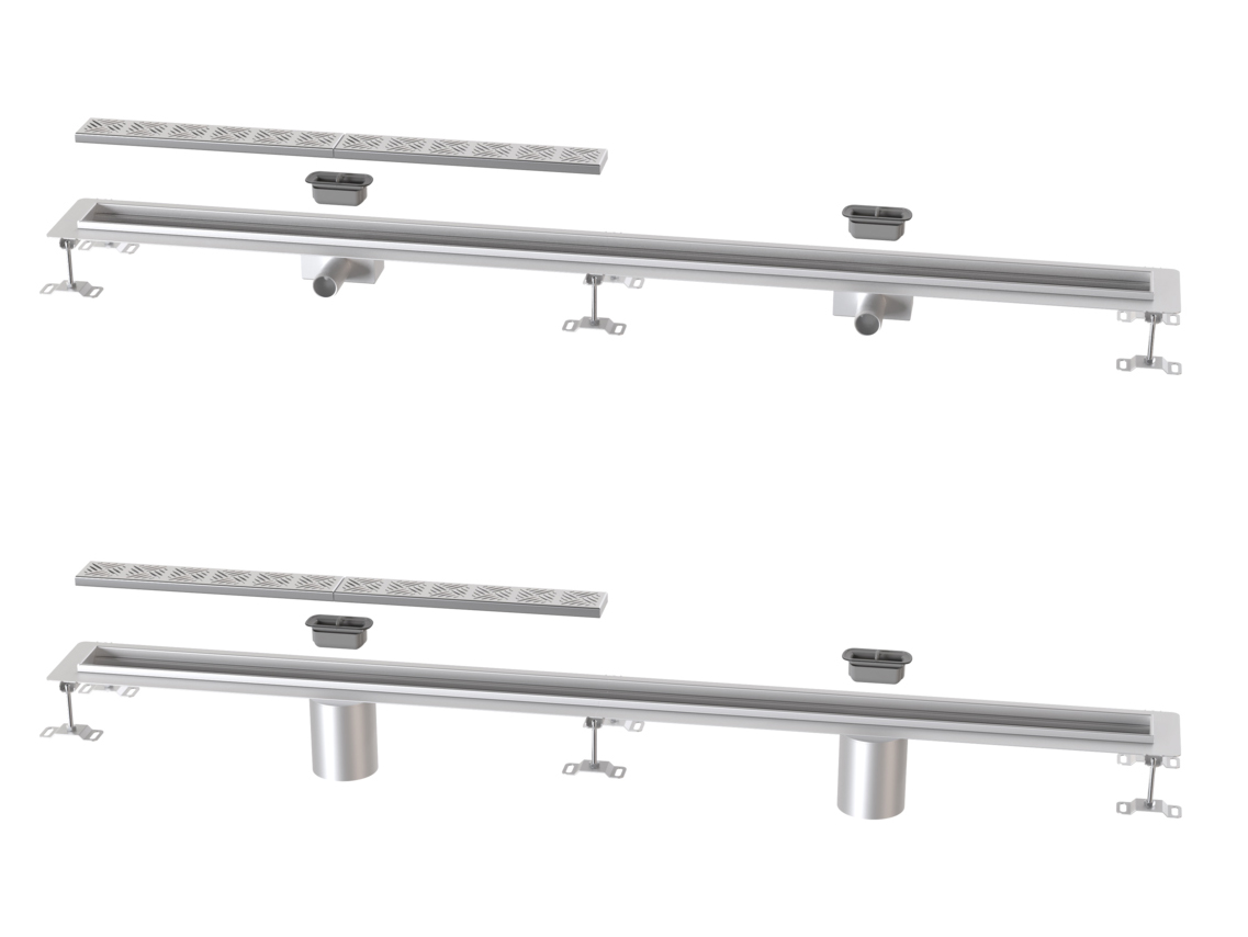 Design-Kastenrinne Ferrofix mit zwei senkrechten oder waagrechten Ausläufen Design-Kastenrinne Ferrofix mit zwei senkrechten oder waagrechten Ausläufen