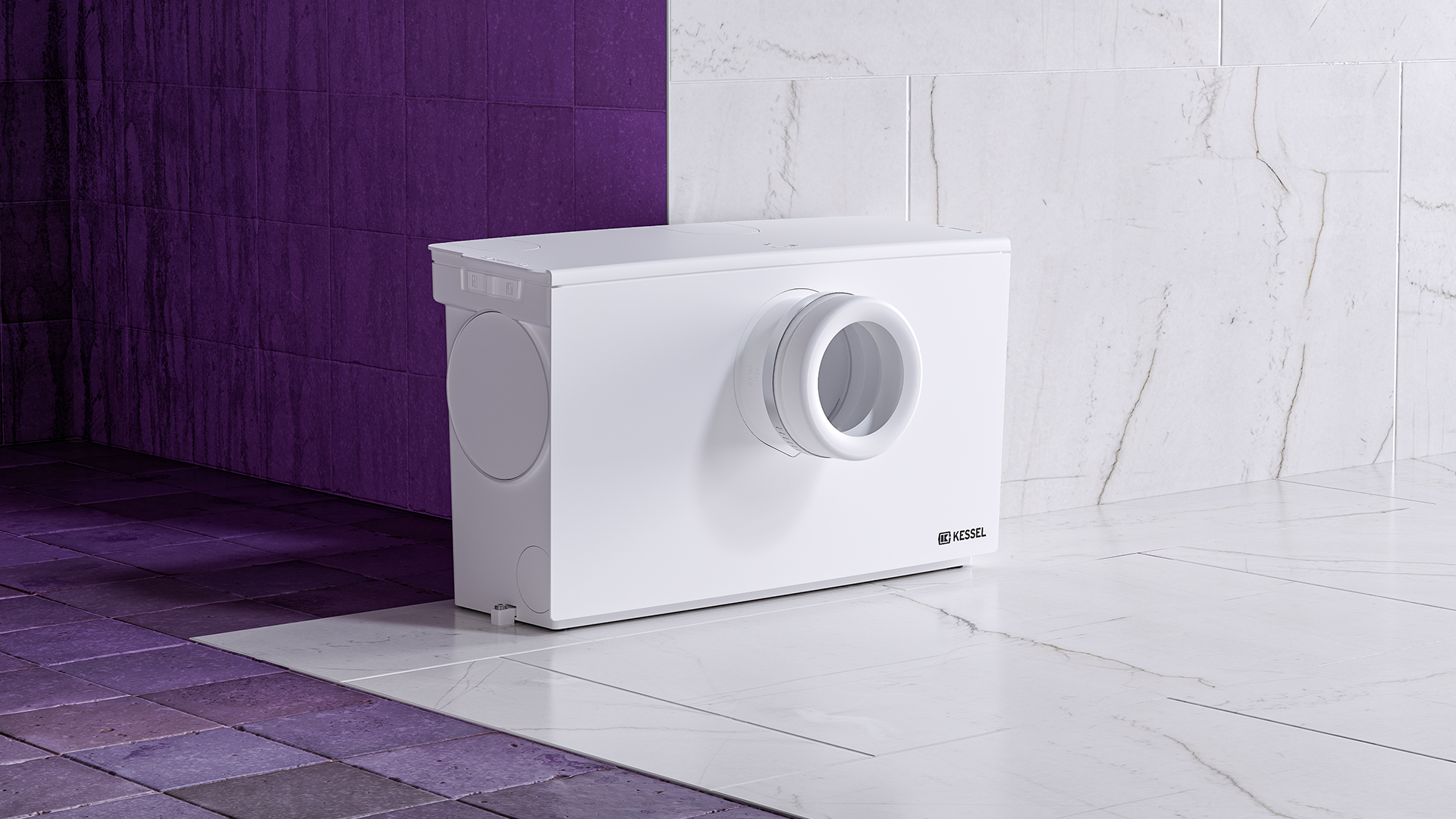 Kleinhebeanlage Minilift an der Nahtstelle zwischen einem alten Raum und einem sanierten Raum.