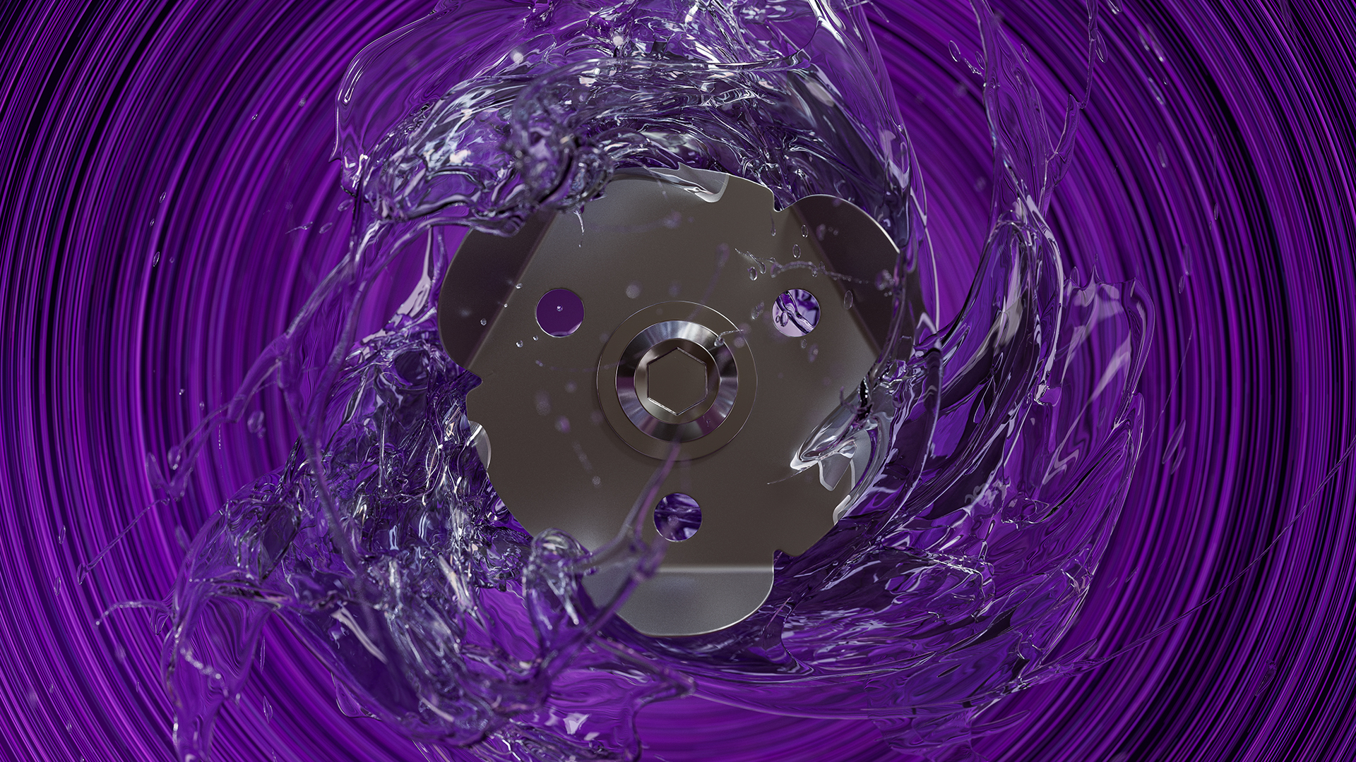 Schneidwerk einer Kleinhebeanlage mit rotierendem Wasser.