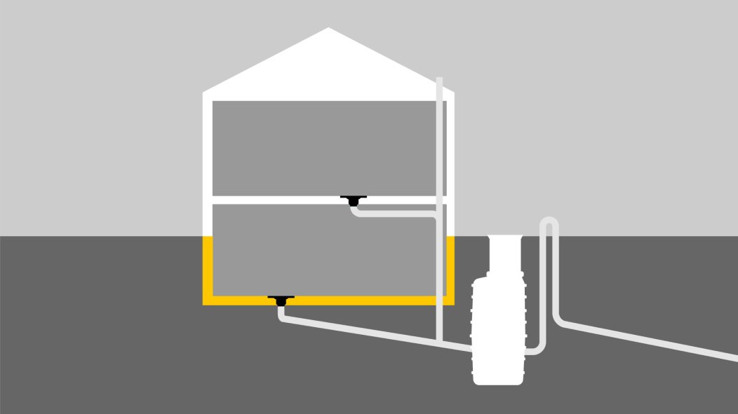 Bildskizze: Abdichtung WU-Einbau (weiße Wanne)