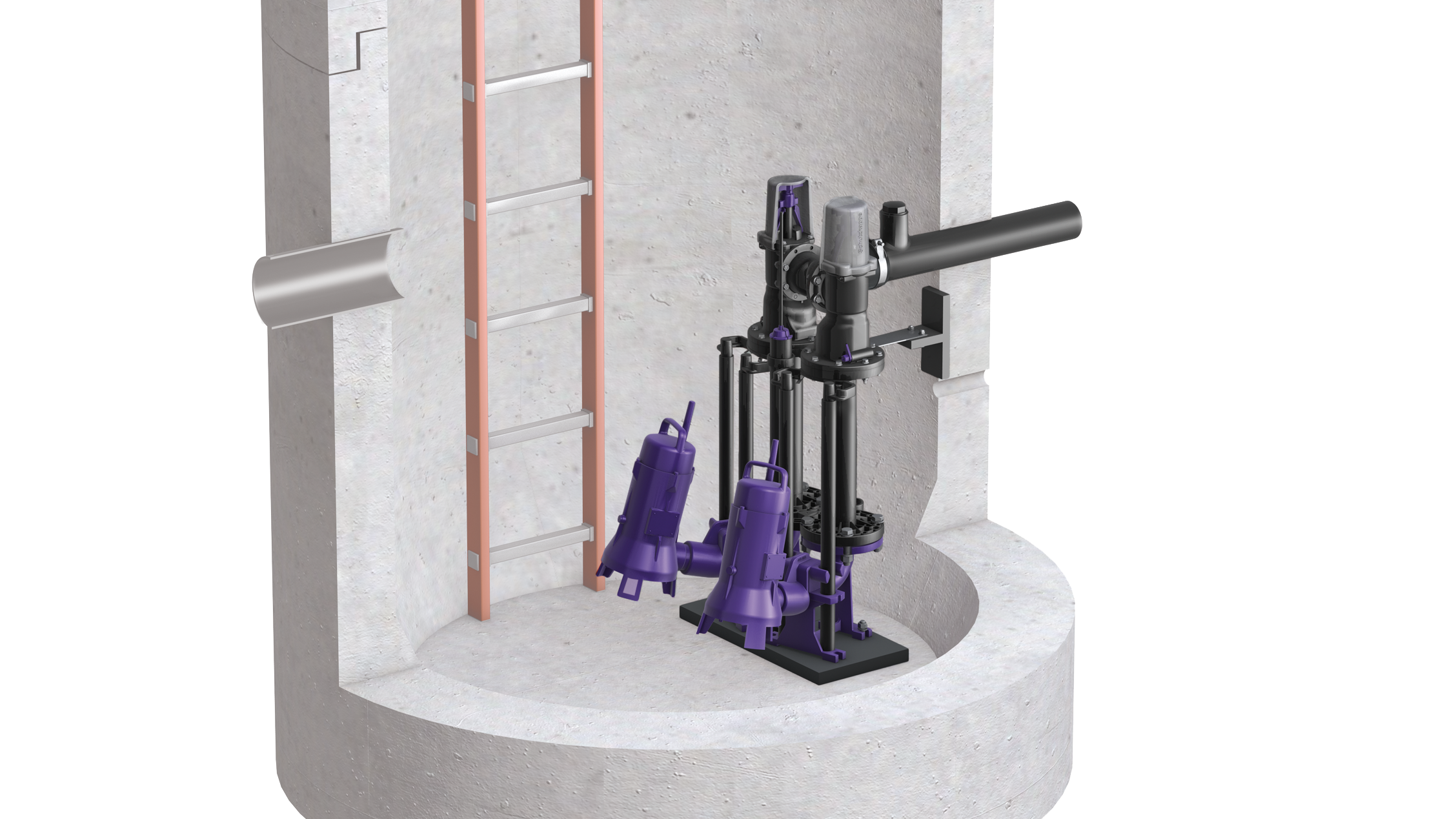 Tauchpumpen im Schacht. Tauchpumpen im Schacht.