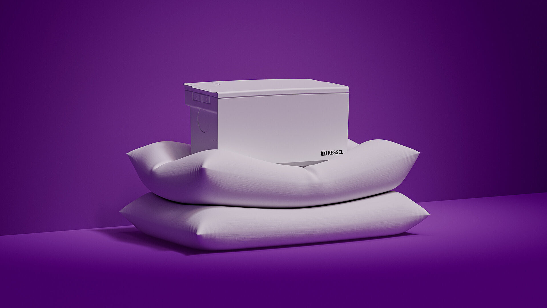 Betrieb mit minimaler Geräuschentwicklung Kleinhebeanlage Minilift gebettet auf zwei Kopfkissen