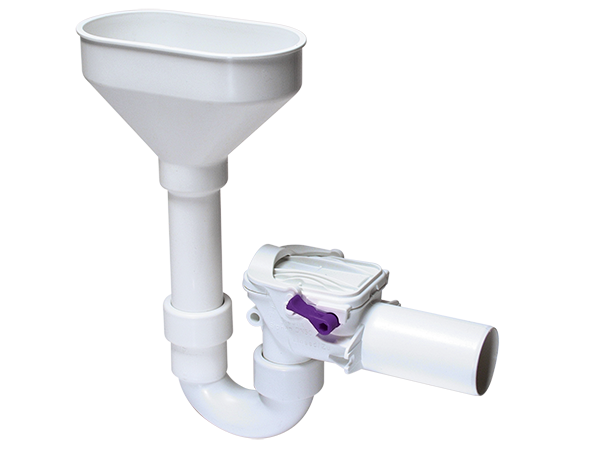 Staufix Siphon DN 50 backwater valve with an inlet funnel