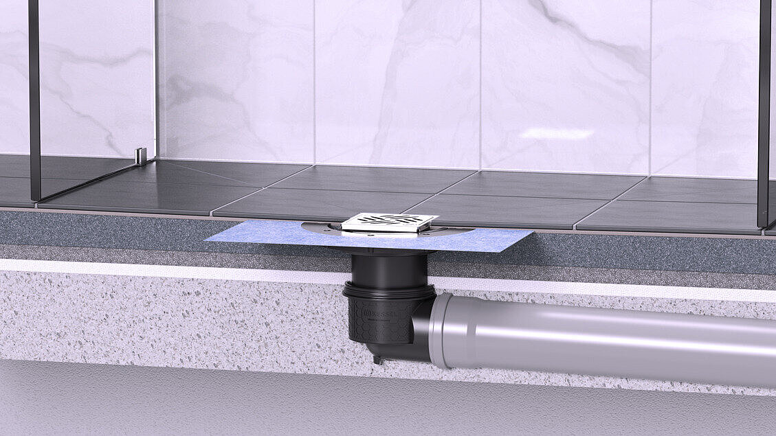 Einbauvorschlag Bodenablauf Practicus mit Variofix Aufsatzstück in der Dusche Einbauvorschlag Bodenablauf Practicus mit Variofix Aufsatzstück in der Dusche