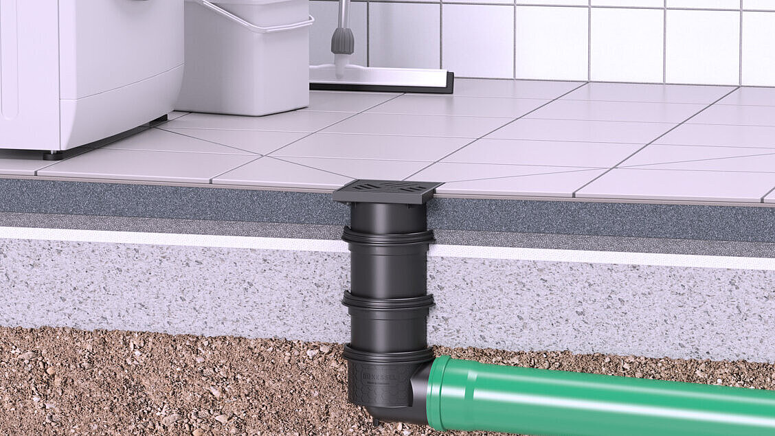 Ablauf für die Entwässerung im Keller Ablauf für die Entwässerung im Keller