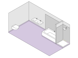 Häusliches Bad mit Badewanne ohne Brause und mit Duschtasse ohne Duschabtrennung.