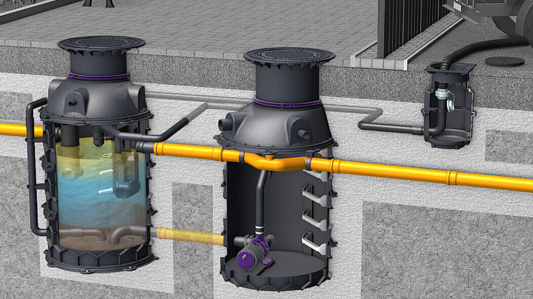 Einbauvorschlag Fettabscheider EasyClean ground im Erdreich